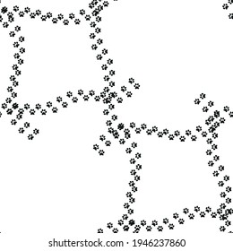 Animal footprint seamless pattern. Footprints of a cat, dog, bear, lion, leopard and other animals