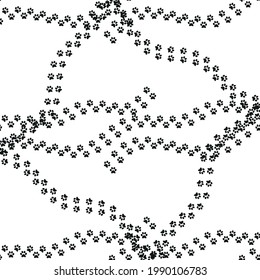 Animal footprint seamless pattern. Footprints of a cat, dog, bear, lion, leopard and other animals