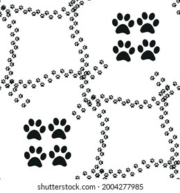 Tierfußabdruck nahtlos. Fußabdrücke von Katzen, Hunden, Bären, Löwen, Leoparden und anderen Tieren