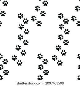 Animal footprint seamless pattern. Footprints of a cat, dog, bear, lion, leopard and other animals