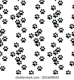 Animal footprint seamless pattern. Footprints of a cat, dog, bear, lion, leopard and other animals
