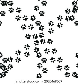 Animal footprint seamless pattern. Footprints of a cat, dog, bear, lion, leopard and other animals