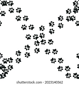 Animal footprint seamless pattern. Footprints of a cat, dog, bear, lion, leopard and other animals
