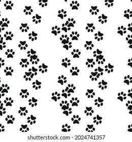 Animal footprint seamless pattern. Footprints of a cat, dog, bear, lion, leopard and other animals