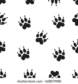 Animal footprint seamless pattern. Paw.