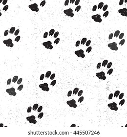 Animal footprint seamless pattern - vector illustration