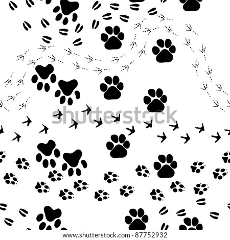 Animal footprint seamless vector pattern.  For easy making seamless pattern just drag all group into swatches bar, and use it for filling any contours.