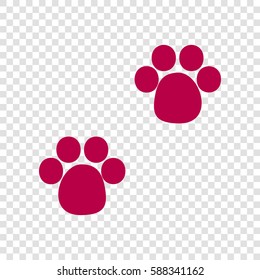 Animal footprint sign illustration. Vector. Bordo icon on transparent background.
