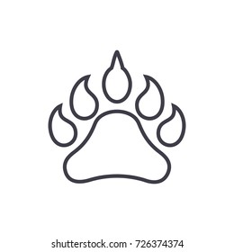 animal footprint vector line icon, sign, illustration on background, editable strokes