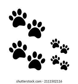 Animal footprints, black icon. Simple flat design. Isolated on white background vector illustration.