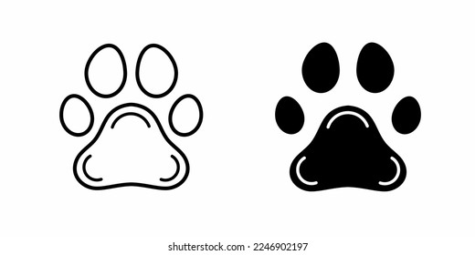 Animal footprints. Black and white footprints icon template. Stock vector illustration.