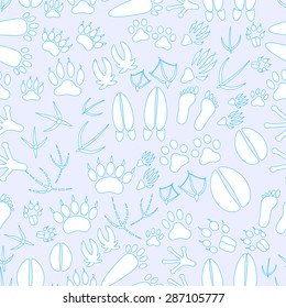 animal footprints blue and white seamless pattern eps10