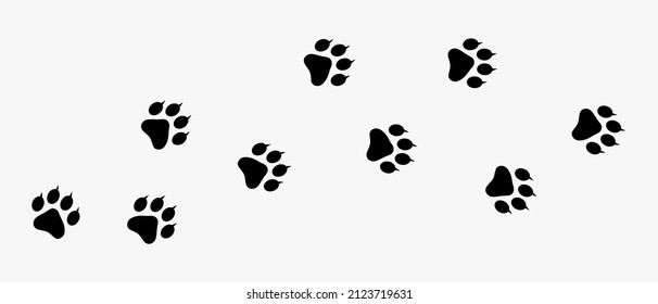 animal footprints design in silhouette with creative concept isolated on white background. premium vector animal footsteps illustration
