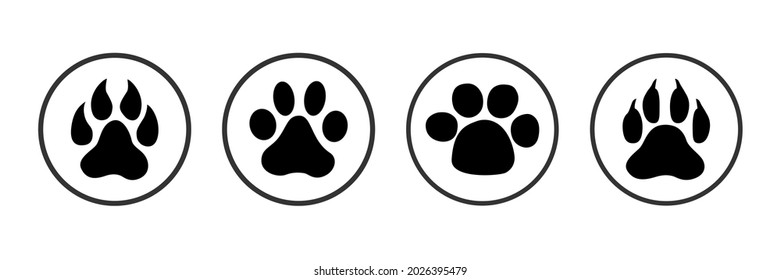 Animal footprints icon. Traces. Set of animal paws. Vector.