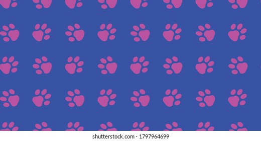 
Animal footprints on a blue background. Seamless pattern. Print on fabric on paper. Vector