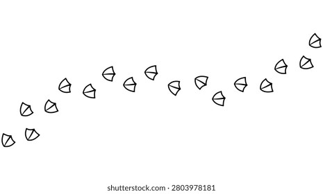 animal footprints on transparent background, duck footprints, duck path, isolated simple flat style, webbed footprints, duck tracks