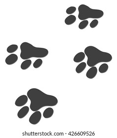 Animal footprints on white background illustration