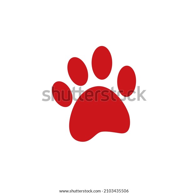 Animal footprints, red\
icon. Simple flat design. Isolated on white background vector\
illustration.