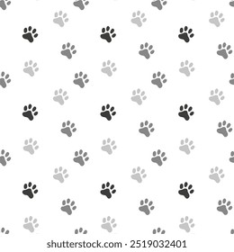 Animal footprints seamless pattern. Cat or dog paws print for textiles and wallpaper. Vector