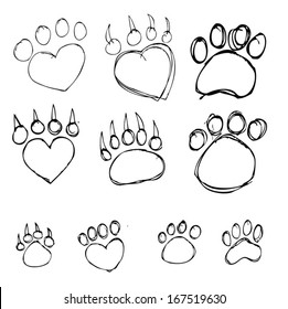 Animal footprints silhouettes 