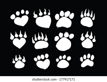 Animal footprints silhouettes