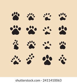 animal foots set Clipart on a whit silhouette