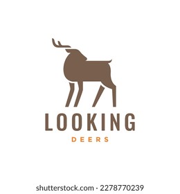 animal forest savanna trees wildlife herbivore deer watchful logo design vector