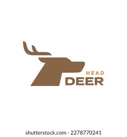 animal forest savanna trees wildlife herbivore deer head horned modern geometric minimal logo design vector