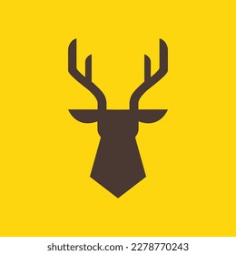 animal forest savanna wildlife herbivore deer head horned modern geometric minimal logo design vector