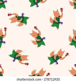animal fox cartoon , cartoon seamless pattern background