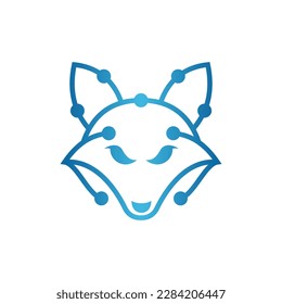 Animal fox head line technology simple logo