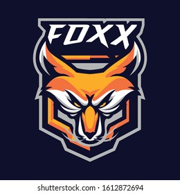 Animal Fox Head Mascot for sports and esports isolate on the dark background