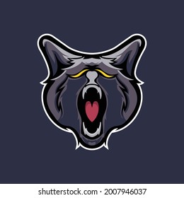 Animal fox head mascot vector illustration with scary look