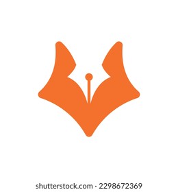 Animal fox head pen creative logo