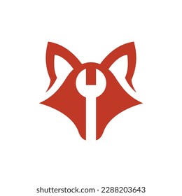 Animal fox head simple wrench modern logo