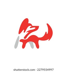 Animal fox standing modern simple logo