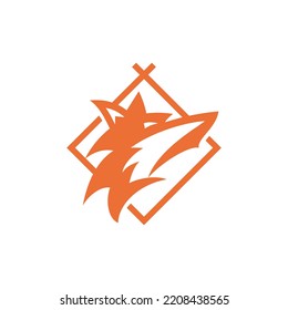 Animal Fox Wolf with Camping Tent Outdoor Logo Design Vector