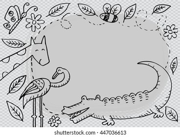 Animal and frame. Sketchy style.