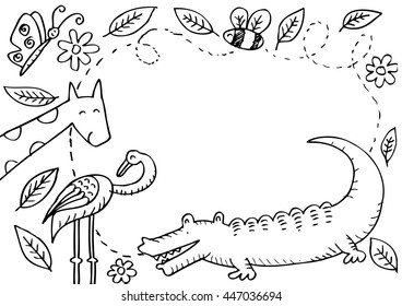 Animal and frame. Sketchy style.