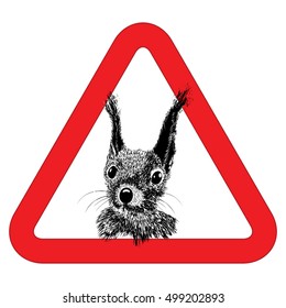 Animal free, sign warning squirrel zone vector