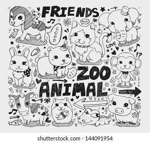 animal friend doodle element