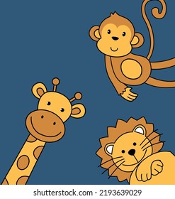 Animal friends, cute lion ,cute giraffe, cute monkey, funny animals, friends forever,