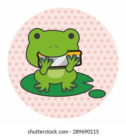 animal frog playing instrument cartoon theme elements