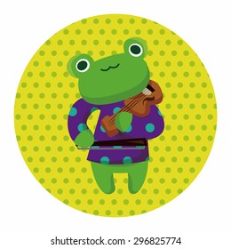 animal frog playing instrument cartoon theme elements