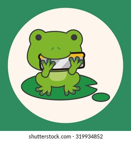 animal frog playing instrument cartoon theme elements