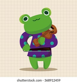animal frog playing instrument cartoon theme elements