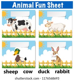 Ilustración del concepto de la hoja de diversión animal