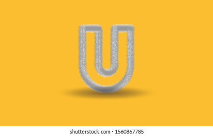 animal fur 3D text for conventional writing, here is our U - stock vector