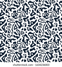Animal fur skin texture pattern. Seamless textile print. Camouflage background wallpaper. Seamless monochrome vector background.