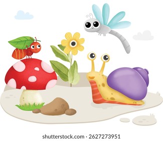 Animal Garden with Background Vector